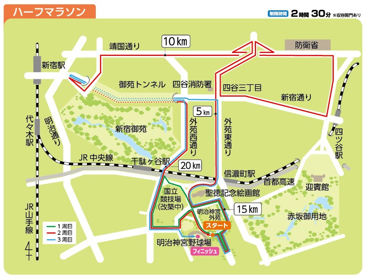 新宿シティハーフマラソンコースマップ